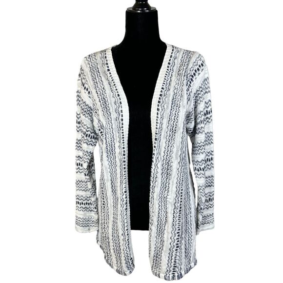 Pendleton Linen Blend Knit Stripe Long Open Cardigan Medium Petite – small flaw - Picture 1 of 6